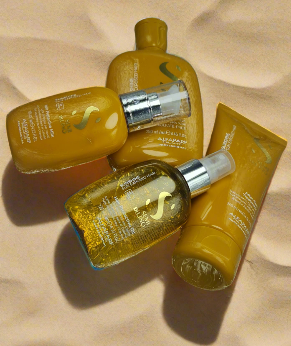 منتجات الحماية قبل وبعد السباحة (Leave-in Milk + زيت الحماية + After-Sun Treatment + شامبو After-Sun)
