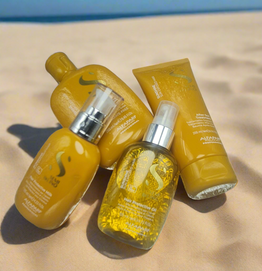 منتجات الحماية قبل وبعد السباحة (Leave-in Milk + زيت الحماية + After-Sun Treatment + شامبو After-Sun)